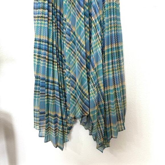 RAMY BROOK Harla Dress Blue Multicolor Pleated Boho Puff Sleeve Fairycore NWT S - Picture 8 of 11